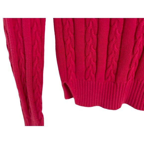 UNITED COLORS Of BENETTON Cable Knitted Crewneck Cotton Red Raspberry Size Small - Picture 6 of 10